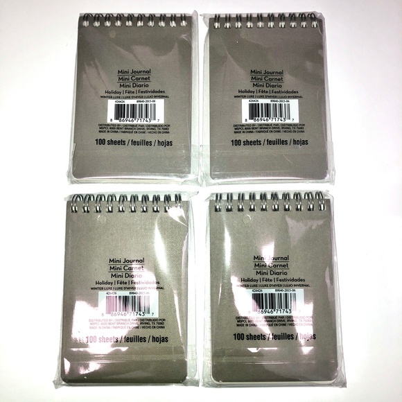 MSPCI Set of 4 Luxe Holiday Mini Journals Silver Spiral 100 Sheet Note Pads NEW! - Picture 4 of 12